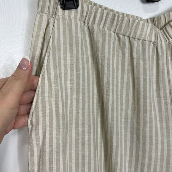 Eileen Fisher Hemp Organic Cotton Tapered Leg Two Tone Beige Pants Size M - Picture 3 of 10